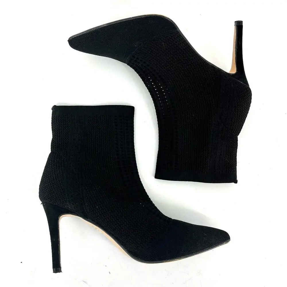 Catherine Malandrino Dnonito Black Knit Ankle Heeled Bootie‎ pointed toe (8.5)